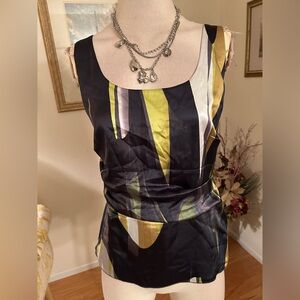 T Tahari like new abstract print top side zipper size L C:5930-7-5/20/26